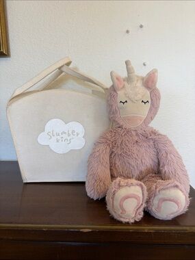 Slumberkins Pink Unicorn Plush with Slumberkins Felt Basket Bag